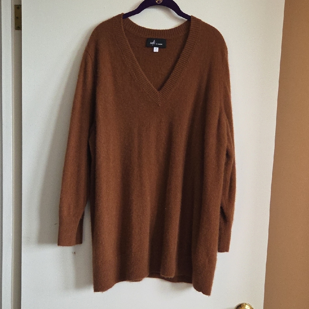 NAADAM Chestnut Cashmere V-Neck Sweater